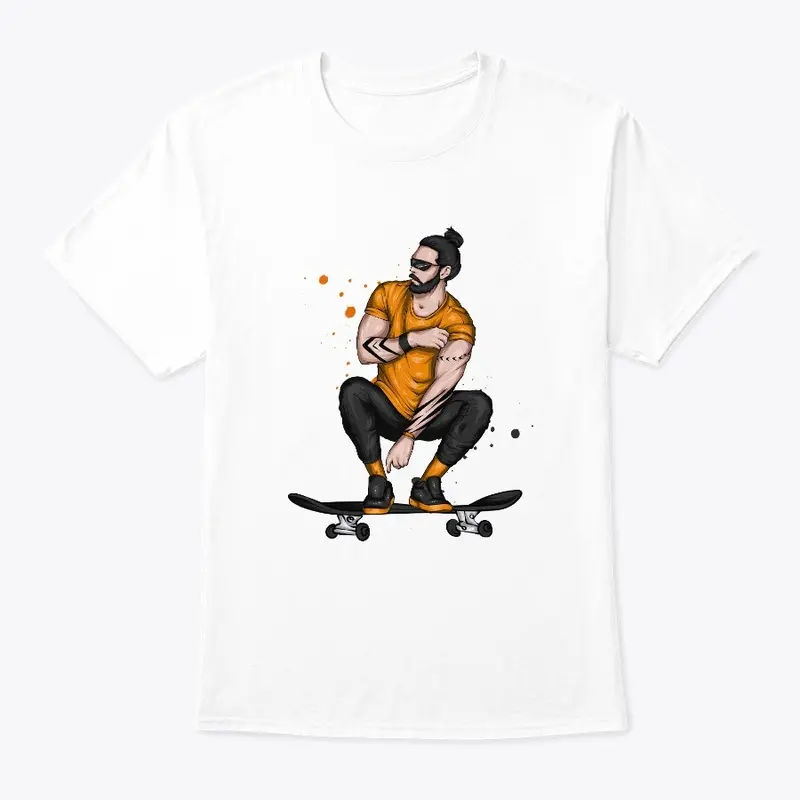 Guy in Stylish & Skateboard Premium Tee