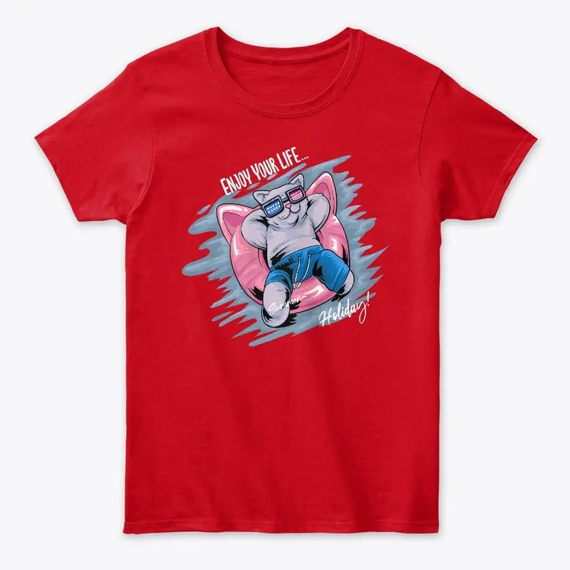 Cat Summer Holiday Beach Premium T-Shirt